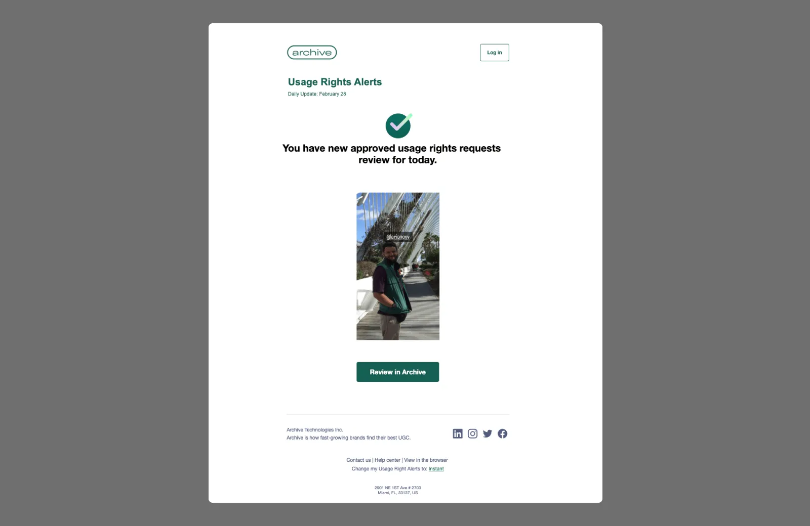 An email bringing customers back to approved content