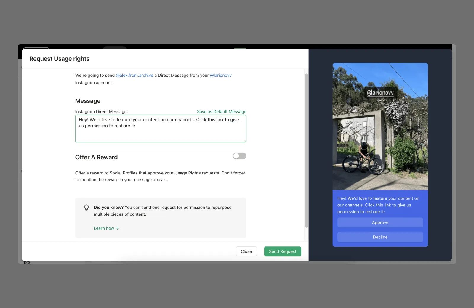 Adding details to a usage-rights request